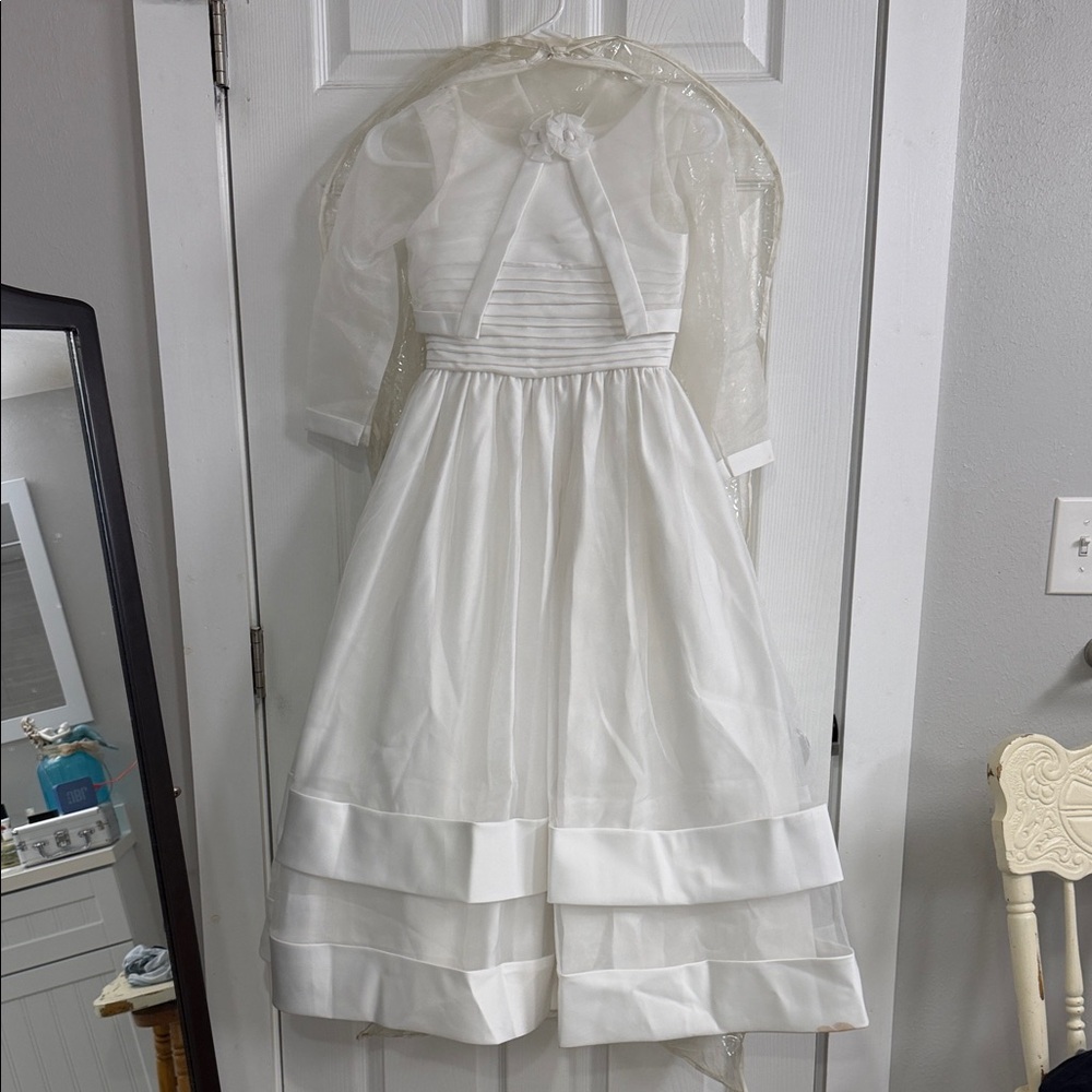Chic White Layered Kids Dress by Source Unknown
